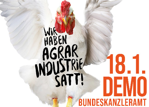 Das Plakat ruft zur Teilnahme an der Demonstration auf. 